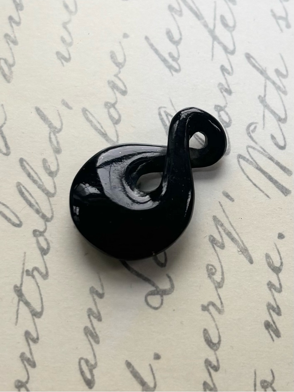 Carved Black Jade Swirl 8 Eternity Pendant